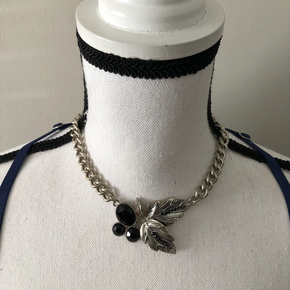 Statement Necklace: Silver/Black Toggle Necklace - image 6